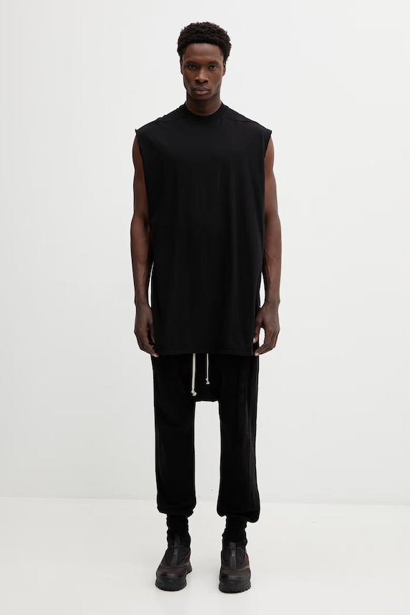 Rick Owens DRKSHDW Prisoner Drawstring pantaloni de trening pentru bărbați de bumbac negru DU01F4395.RN