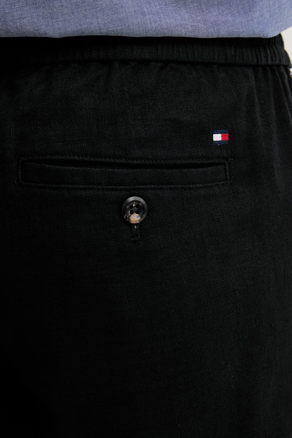 Tommy Hilfiger nohavice pánske s prímesou ľanu čierna MW0MW42336
