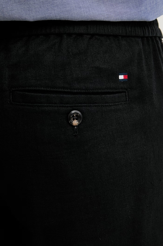 Tommy Hilfiger nohavice pánske s prímesou ľanu čierna MW0MW42336