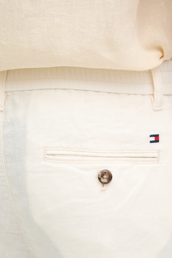 Tommy Hilfiger nohavice pánske s ľanom béžová MW0MW42337