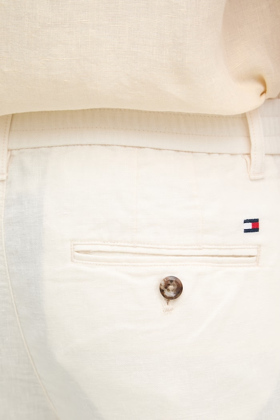 Tommy Hilfiger nohavice pánske s ľanom béžová MW0MW42337