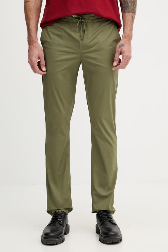 Tommy Hilfiger nohavice pánske s bavlnou zelená MW0MW42340