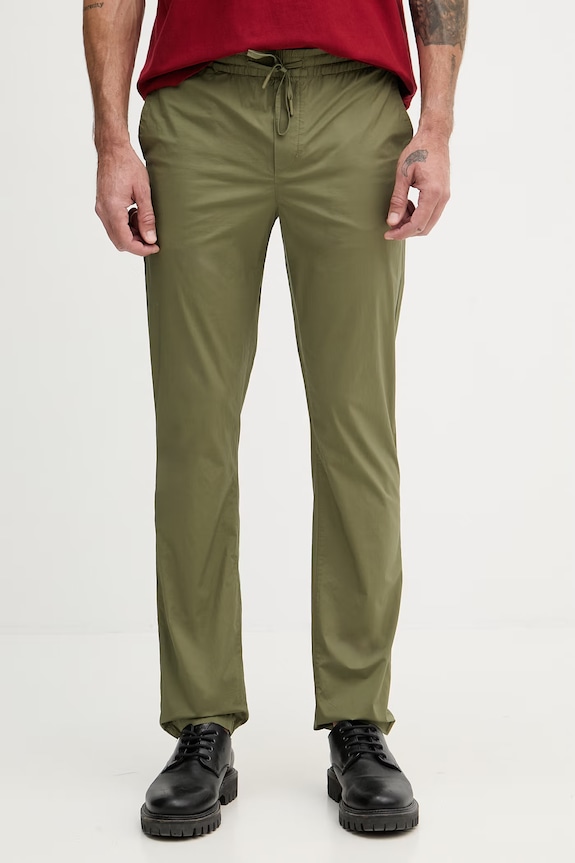 Tommy Hilfiger nohavice pánske s bavlnou zelená MW0MW42340