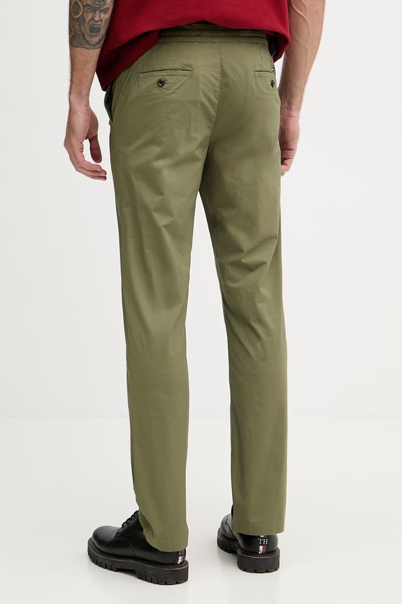 Oblečenie Tommy Hilfiger nohavice pánske s bavlnou MW0MW42340 zelená