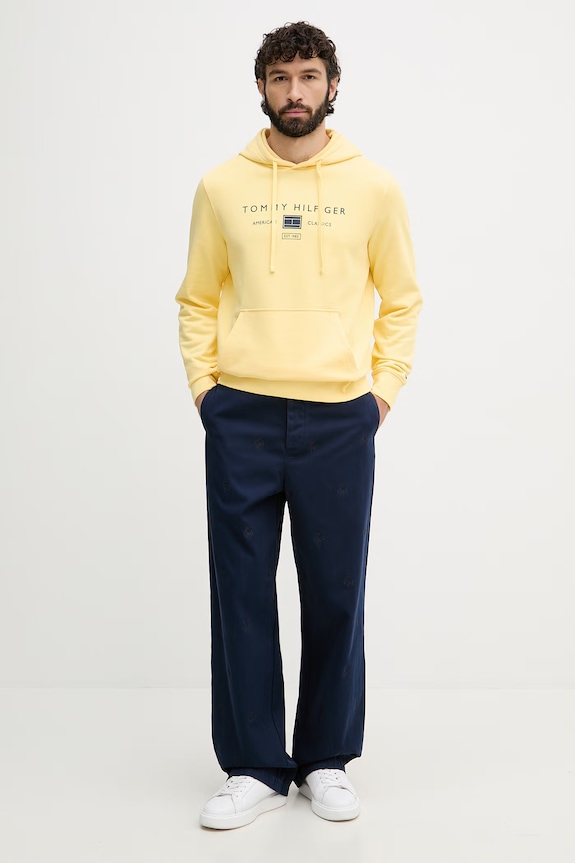Tommy Hilfiger nohavice pánske bavlnené MW0MW43111 tmavomodrá SS26