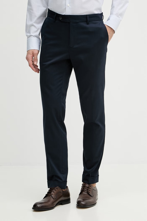 BOSS spodnie męskie bawełniane z elastanem Genius granatowy 50561572