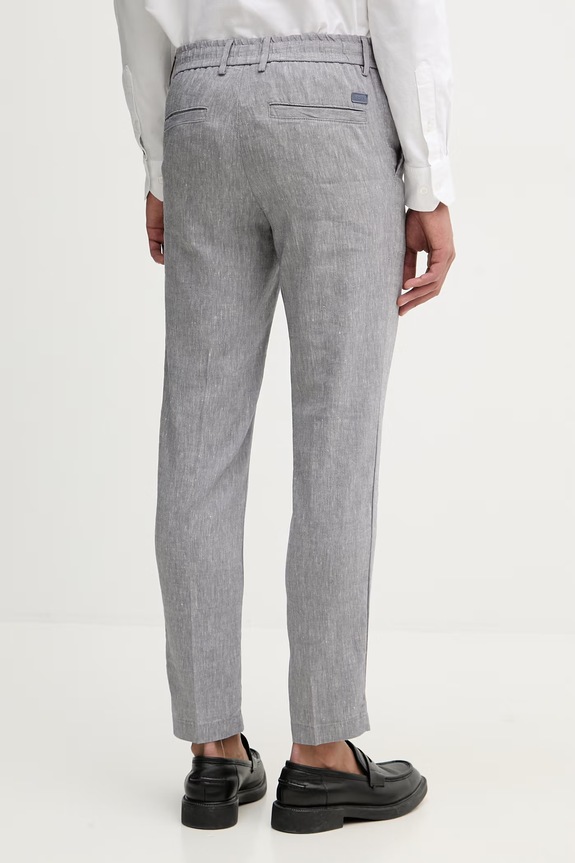 Odzież BOSS spodnie męskie z lnem Kane1 50557859 szary