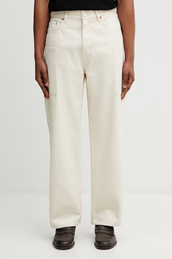 Kenzo Cargo Pants pantaloni pentru bărbați de bumbac bej FG55DP4086W0