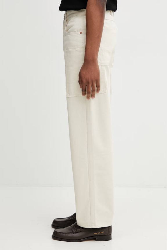 Kenzo Cargo Pants pantaloni pentru bărbați de bumbac FG55DP4086W0 bej SS26