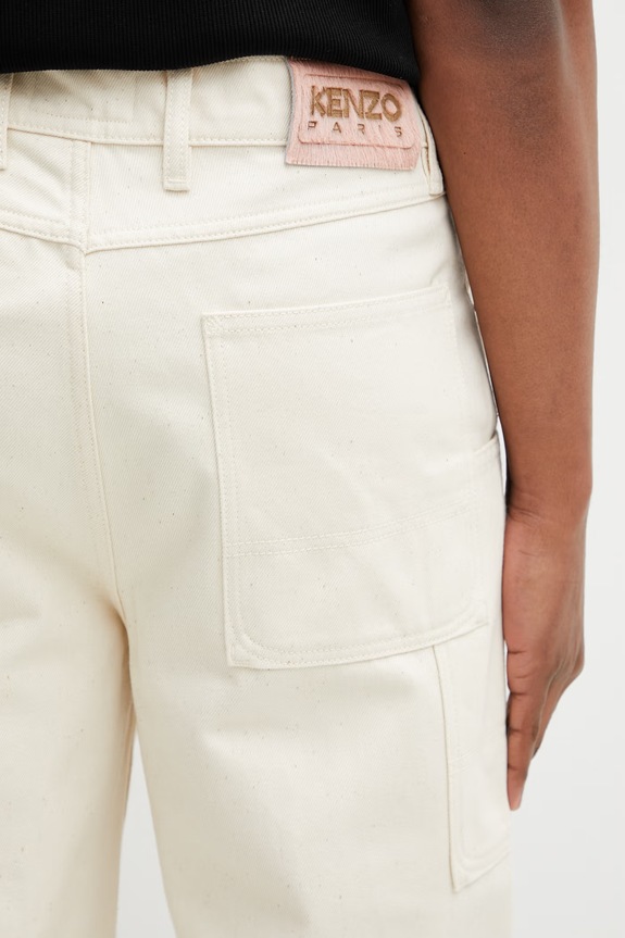 Kenzo Cargo Pants pantaloni pentru bărbați de bumbac bej FG55DP4086W0