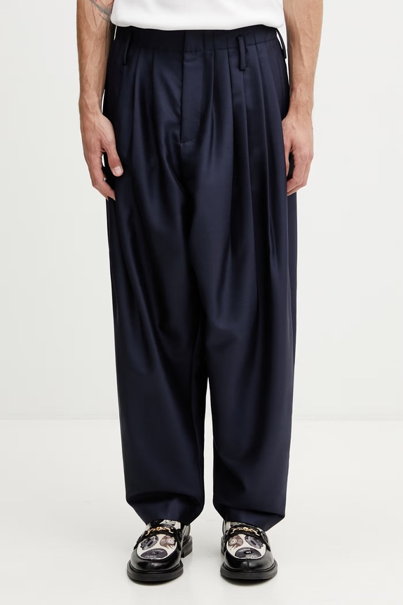 Kenzo Tailored Pants pantaloni cu lână pentru bărbați bleumarin FG55PA3849FA