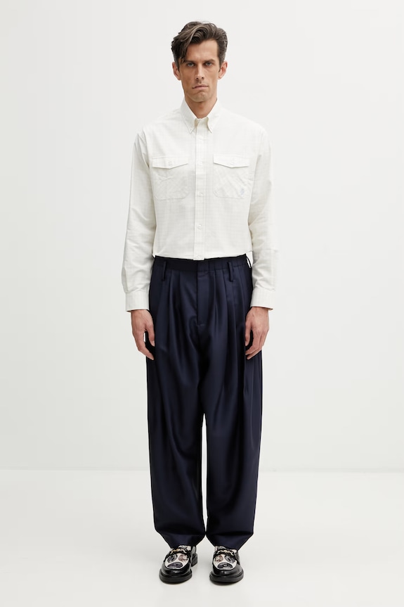 Kenzo Tailored Pants pantaloni cu lână pentru bărbați FG55PA3849FA bleumarin
