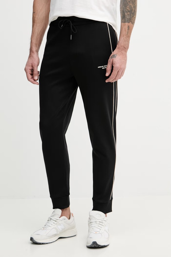 Armani Exchange donji dio trenirke za muškarce od pamuka crna XM002374.AF10365