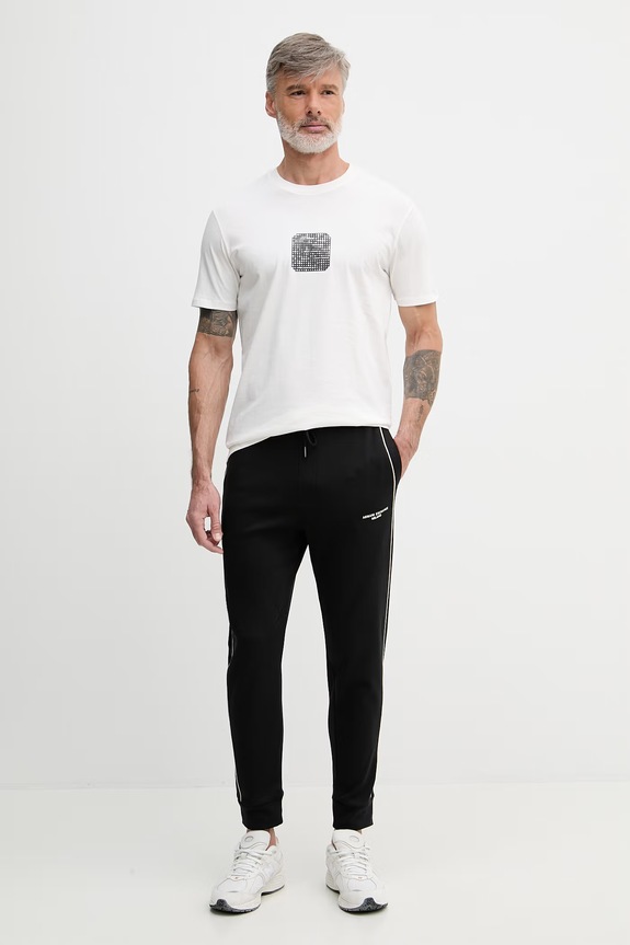 Armani Exchange donji dio trenirke za muškarce od pamuka XM002374.AF10365 crna SS26