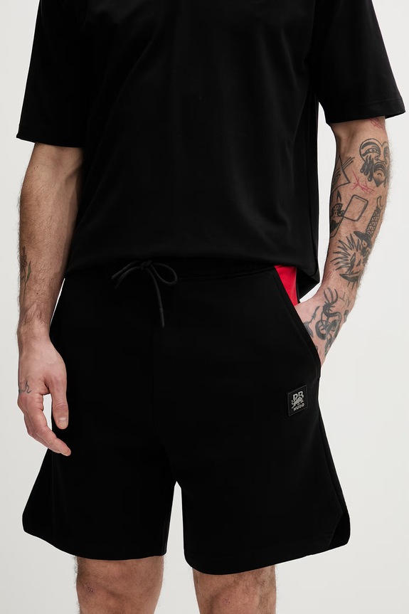 HUGO szorty dresowe męskie bawełniane Despen_RB czarny 50559712