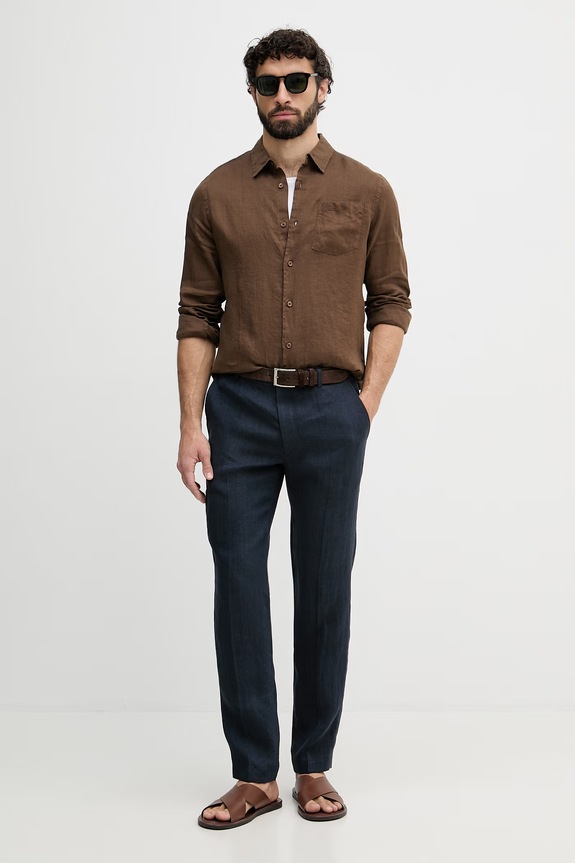 Joop! hlače chinos za muškarce od lana 30102982 mornarsko plava SS26