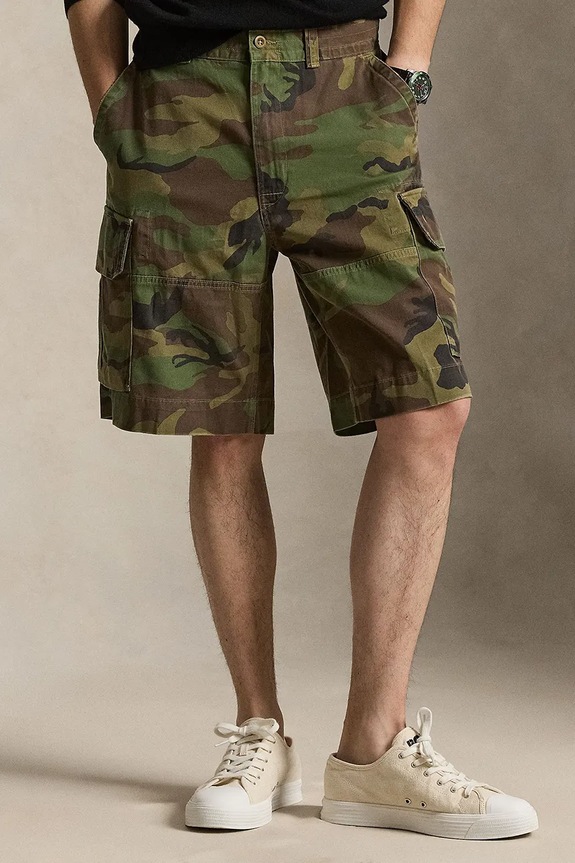 Polo Ralph Lauren szorty bawełniane RUGGED TWILL-GELLAR wzorzyste zielony 710966288001