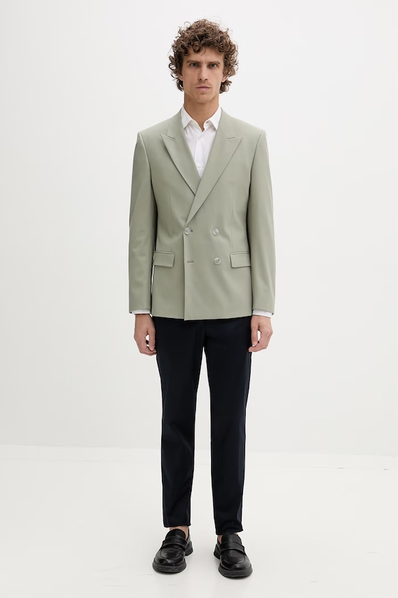 HUGO nohavice slim fit pánske bavlnené s elastanom Hesten253X 50559657 tmavomodrá SS26
