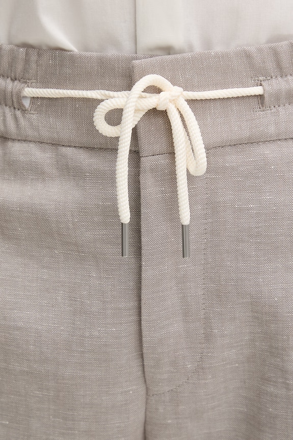 HUGO nohavice slim fit pánske s prímesou ľanu Getlin251F3 béžová 50559695