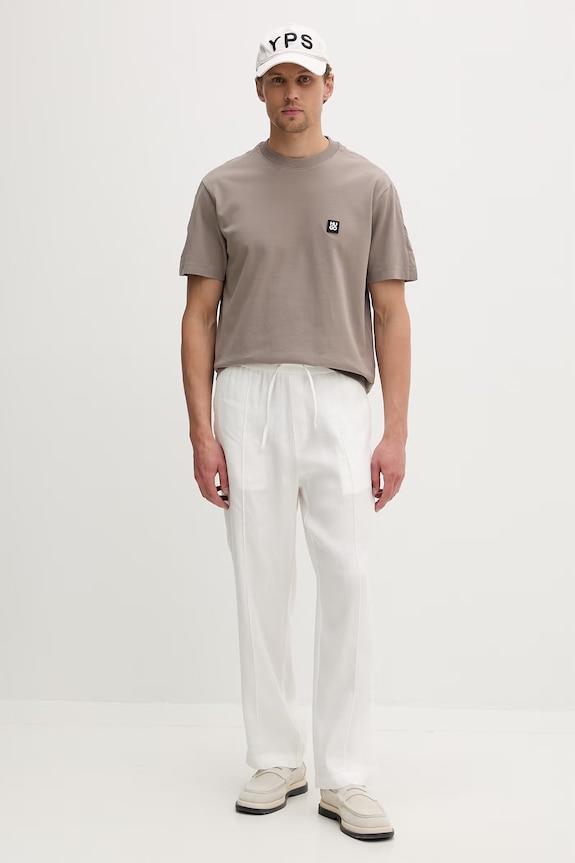 HUGO брюки straight для мужчин со льном Cino262FW 50562791 бежевый SS26