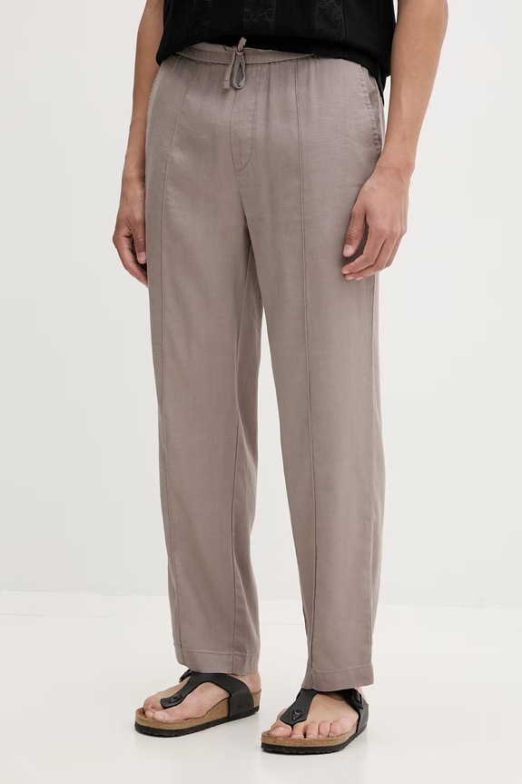 HUGO straight hlače muške lanene Cino262FW bež 50562791