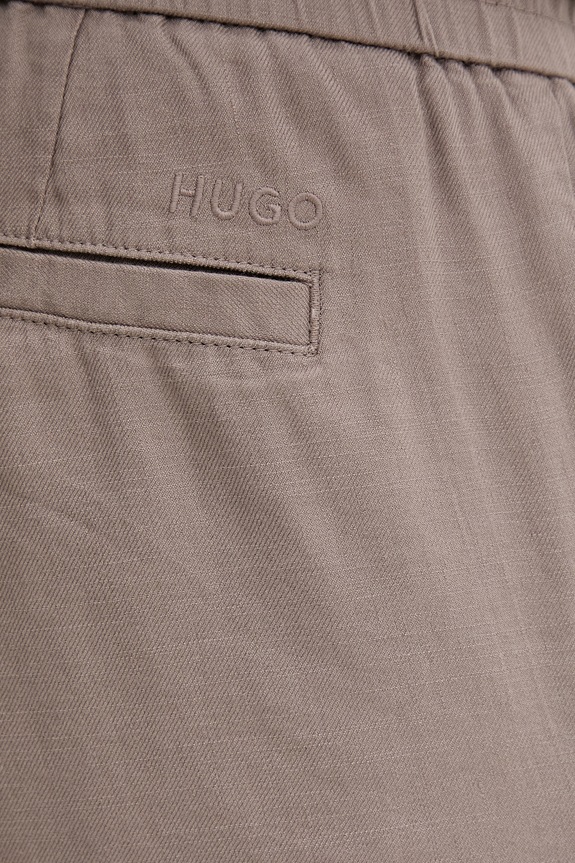 HUGO straight hlače muške lanene Cino262FW bež 50562791