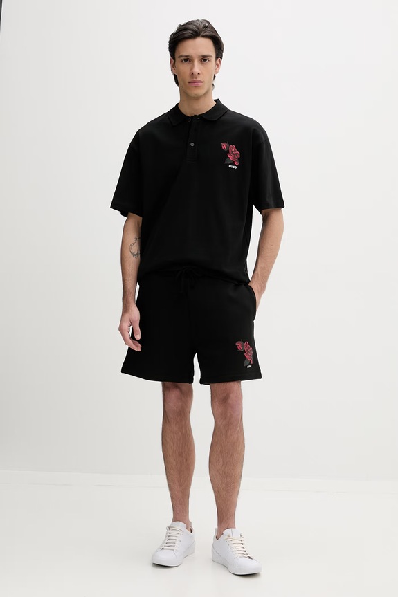 HUGO szorty bawełniane Dagety 50556390 czarny SS26