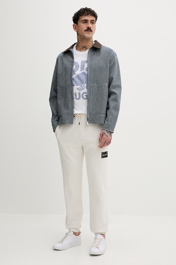 HUGO pantaloni de trening din bumbac Daylony 50557453 bej SS26