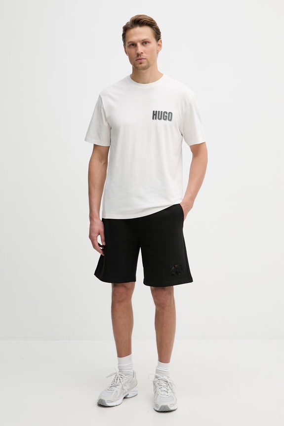 HUGO spodnie dresowe męskie bawełniane Darix 50557471 czarny SS26