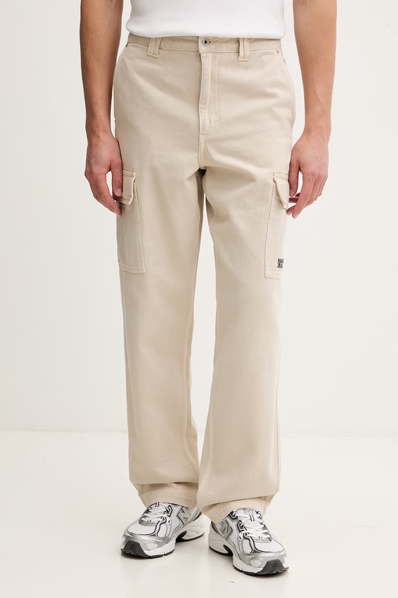 Karl Lagerfeld Jeans pantaloni cargo pentru bărbați, din bumbac bej B2M10056