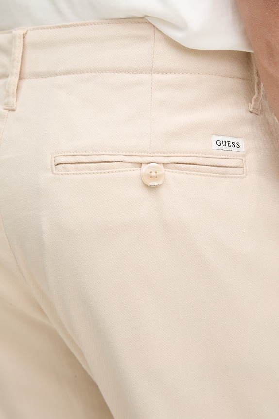 Guess pantaloni bărbați cu bumbac PAOLO bej M6GB14.W2023