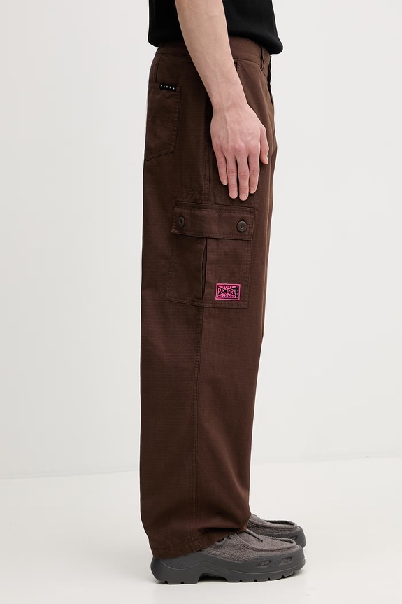 by Parra Stuff cargo spodnie cargo bawełniane męskie brązowy 55375