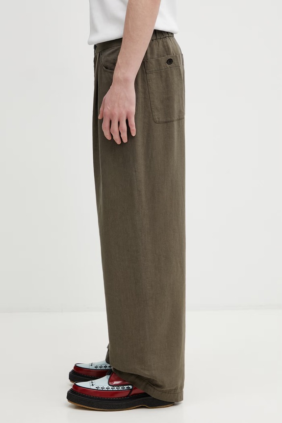 Undercover PANTS pantaloni cu amestec de in pentru bărbați UP1F4502 verde SS26