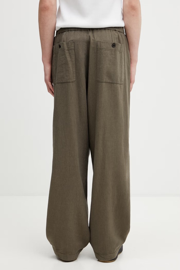 Îmbrăcăminte Undercover PANTS pantaloni cu amestec de in pentru bărbați UP1F4502 verde