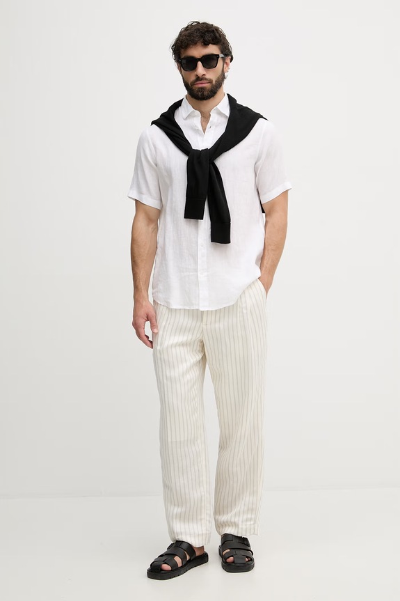 Tommy Hilfiger Παντελόνι ίσιο ανδρικό με λινό NEW YORK MW0MW42709 μπεζ SS26