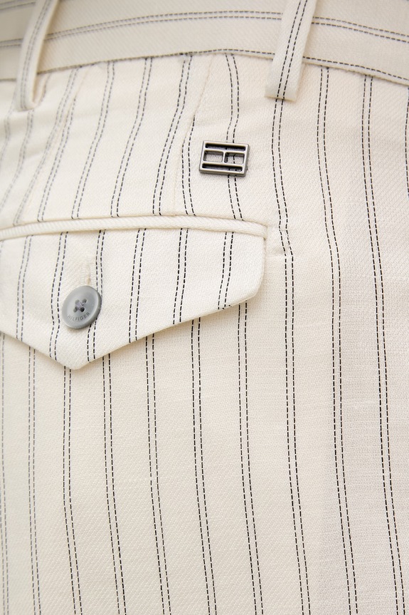 Tommy Hilfiger Παντελόνι ίσιο ανδρικό με λινό NEW YORK μπεζ MW0MW42709