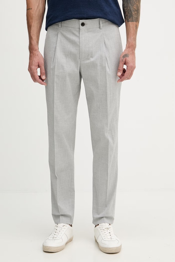 Tommy Hilfiger nohavice pánske s bavlnou NEW YORK sivá MW0MW42713