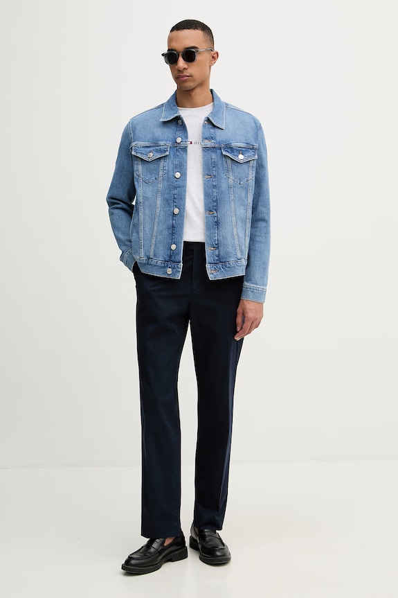 Tommy Hilfiger regular fit kalhoty pánské bavlněné s elastanem MW0MW42714 námořnická modř SS26