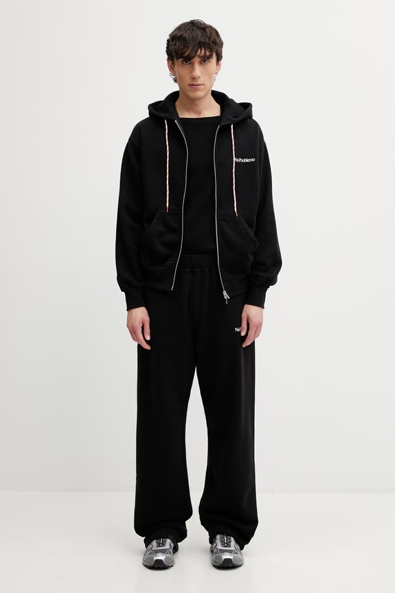 No Problemo Mini Problemo Straight pantaloni de trening din bumbac pentru bărbați NP3001005 negru