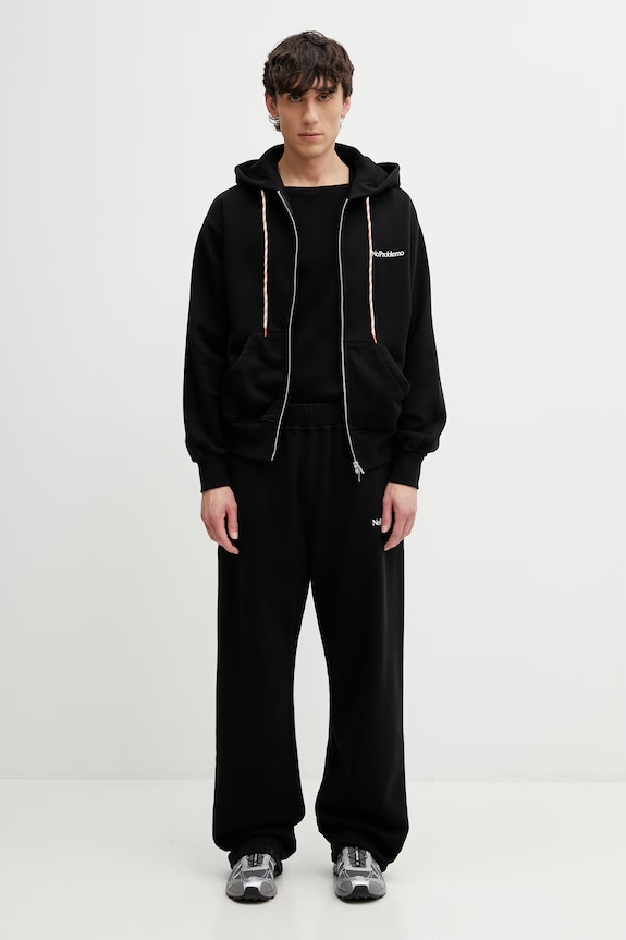 No Problemo Mini Problemo Straight pantaloni de trening din bumbac pentru bărbați NP3001005 negru