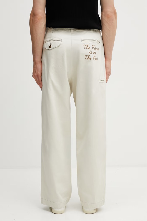 Odzież Human Made MENS WOVEN PANTS spodnie bawełniane męskie HM31PT017 beżowy