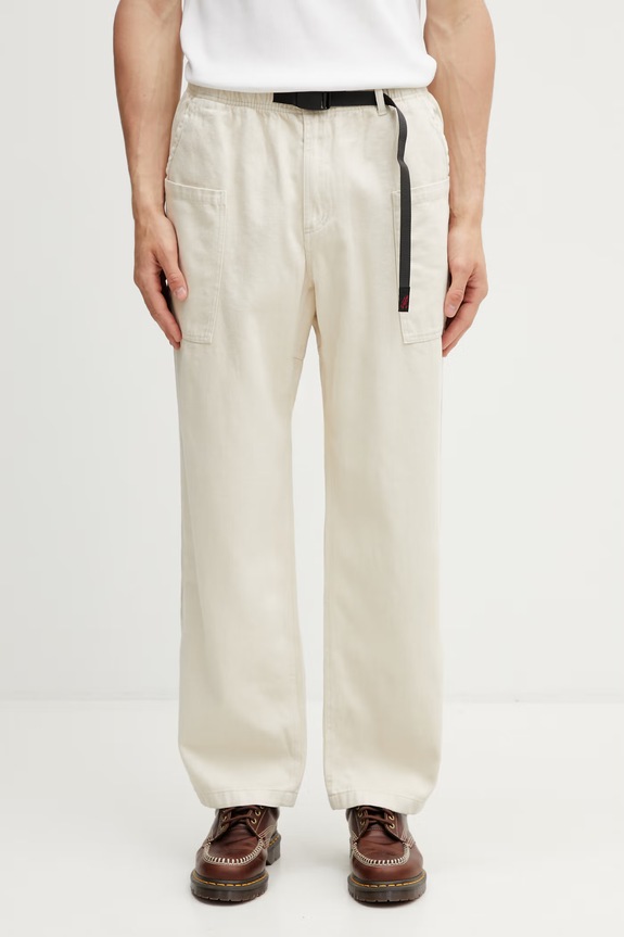 Gramicci HEMP RELAXED PANT pantaloni boyfriend in cotone da uomo beige G6SM.P005.