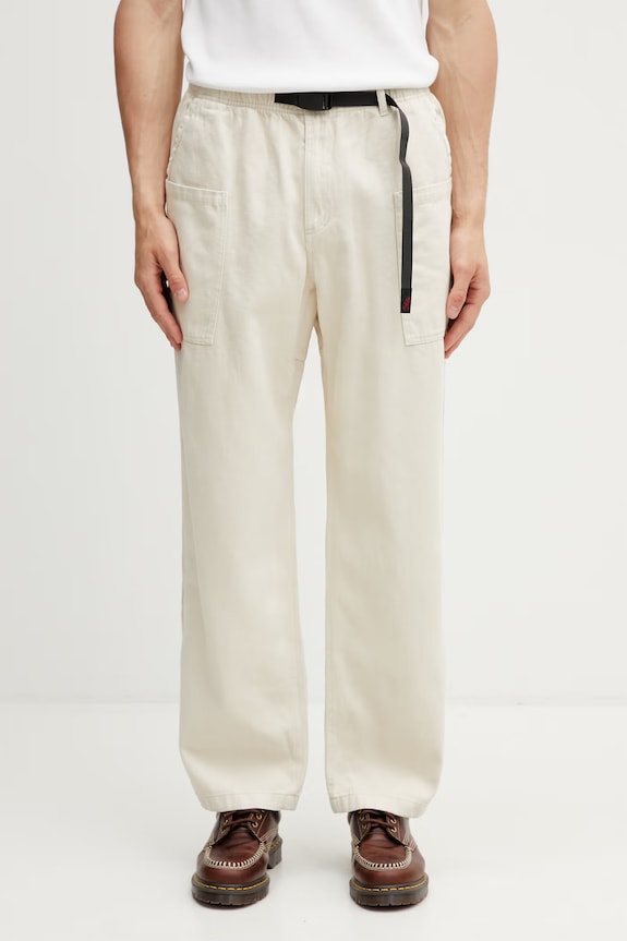 Gramicci HEMP RELAXED PANT pantaloni boyfriend in cotone da uomo beige G6SM.P005.
