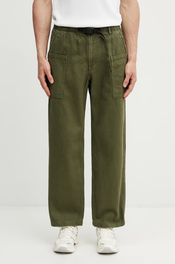 Gramicci HEMP RELAXED PANT pantaloni boyfriend con cotone da uomo verde G6SM.P005.