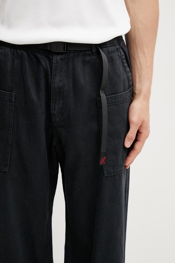 Gramicci HEMP RELAXED PANT pantaloni boyfriend con cotone da uomo nero G6SM.P005.