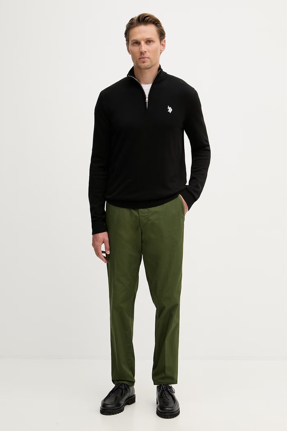 United Colors of Benetton hlače za muškarce od pamuka 4W3LUF05I zelena SS26