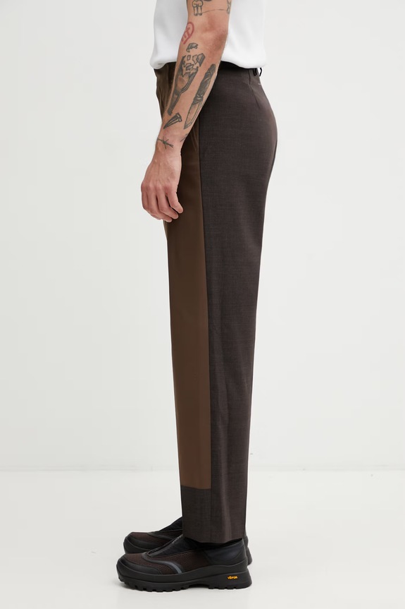 MM6 Maison Margiela pantaloni cu amestec de lână pentru bărbați SH2KA0062.M35733 maro SS26