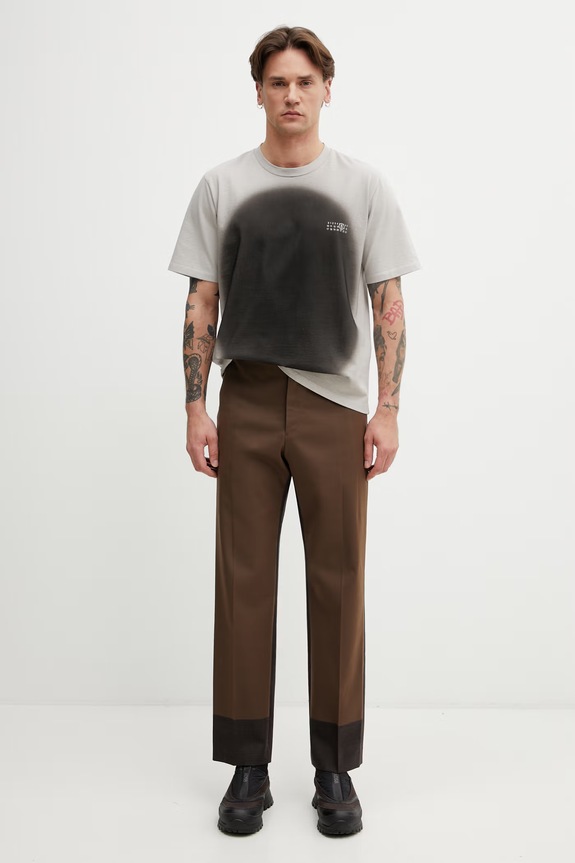 MM6 Maison Margiela pantaloni cu amestec de lână pentru bărbați SH2KA0062.M35733 maro