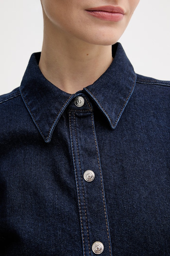 Rifľové šaty Calvin Klein Jeans tmavomodrá LV047E790G