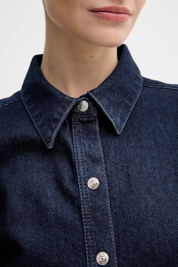 Rifľové šaty Calvin Klein Jeans tmavomodrá LV047E790G